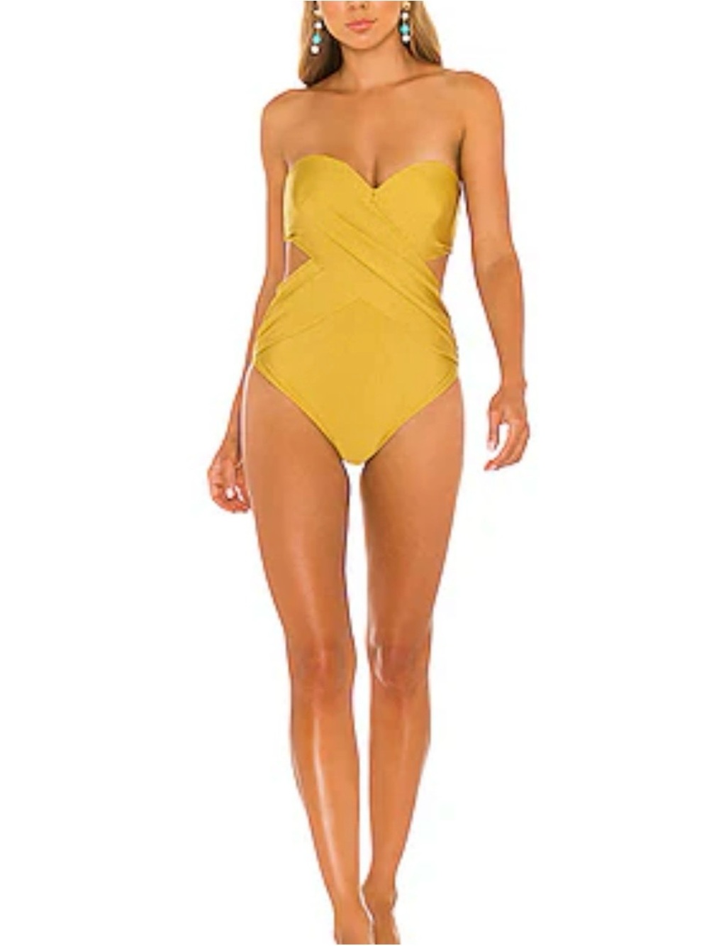 🔥 BUNDLE: Adriana Degreas - Strapless Cut Out One Piece in Citrus & Black